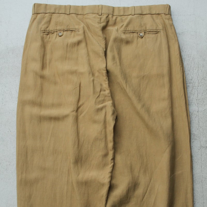 h*読様 90s Ralph Lauren シルク×リネン ワイドスラックス 90s Ralph lauren linen/silk 2tuck slacks | sui