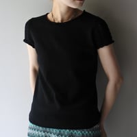 crochet switching design S/S knit tee