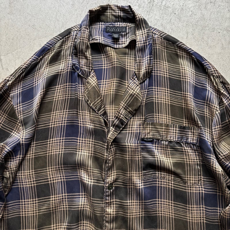 90s PERRY ELLIS PORTFOLIO plaid silk sleeping s