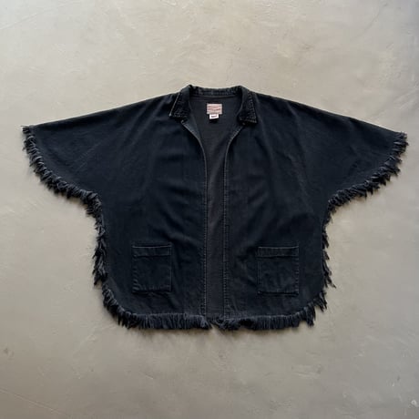 〜90s poncho design black denim jacket