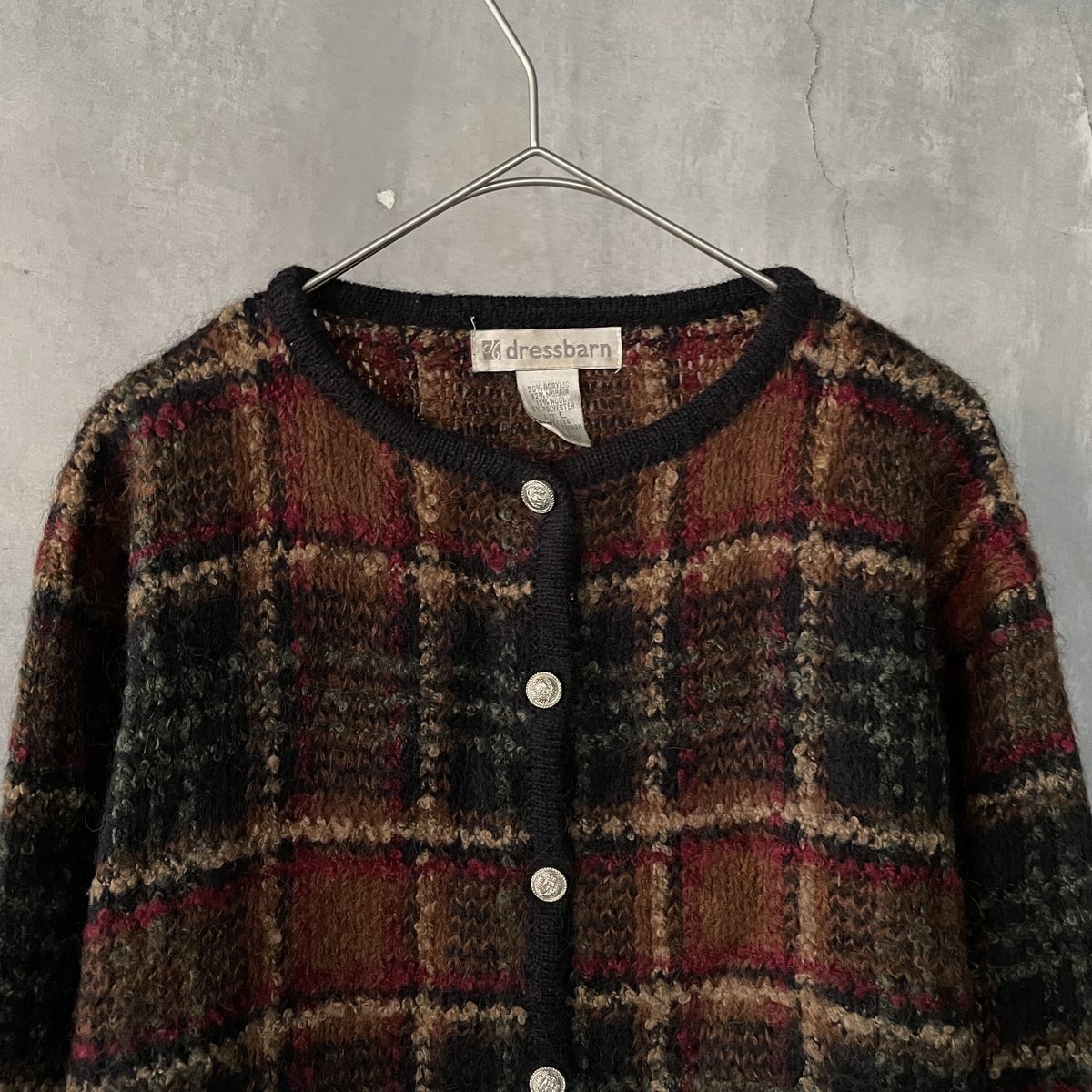 90s dressbarn check pattern mohair cardigan | s