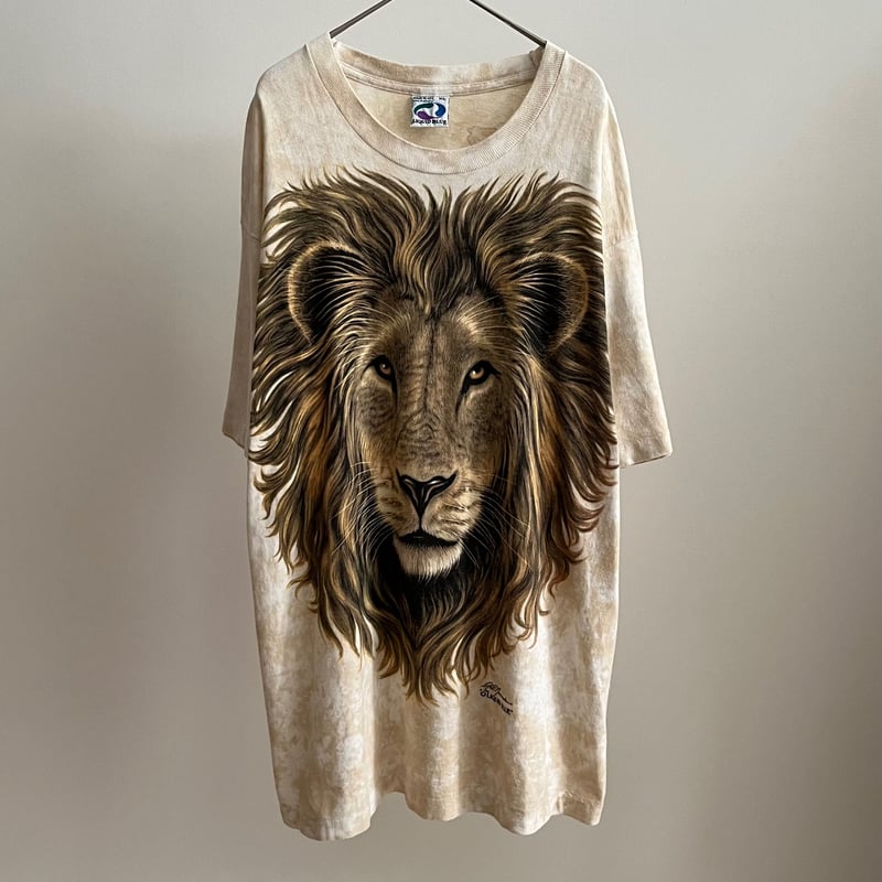 90s Liquid blue lion animal print tee | sui & s