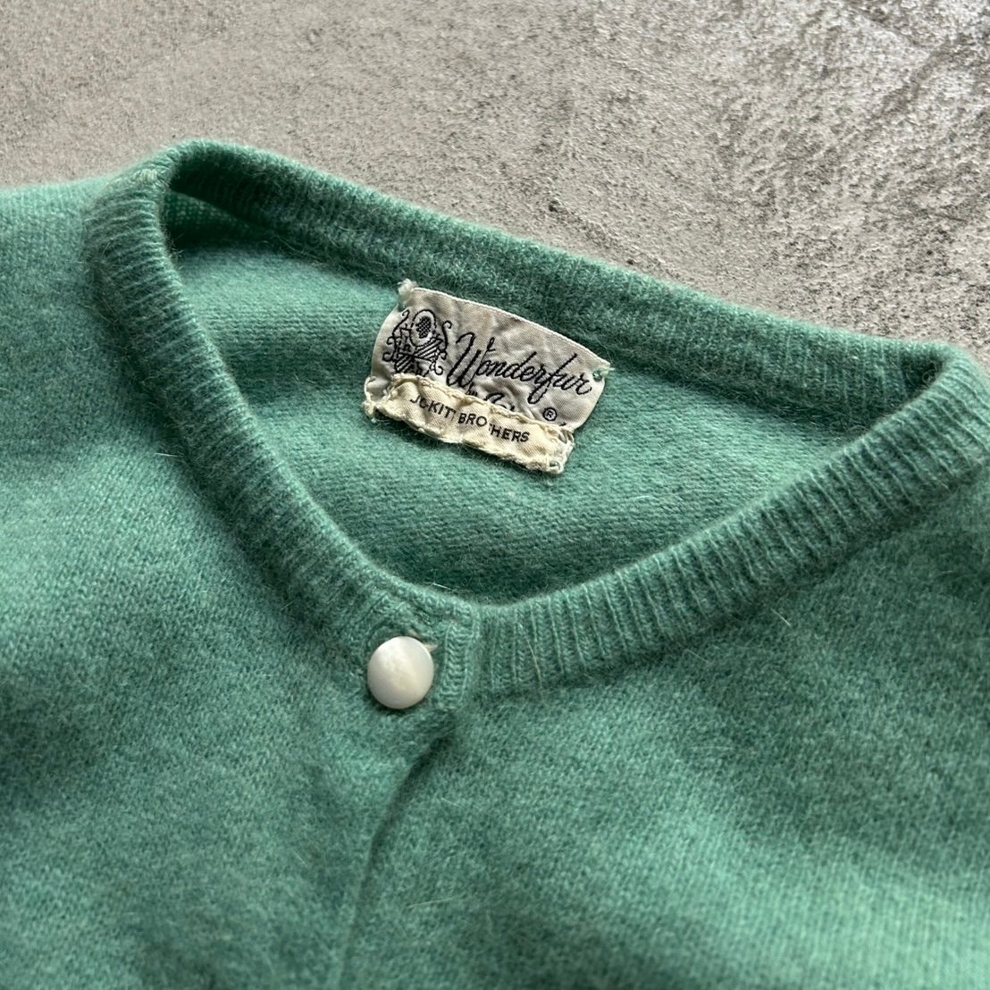 80s cashmere knit cardigan “turquoise green” |