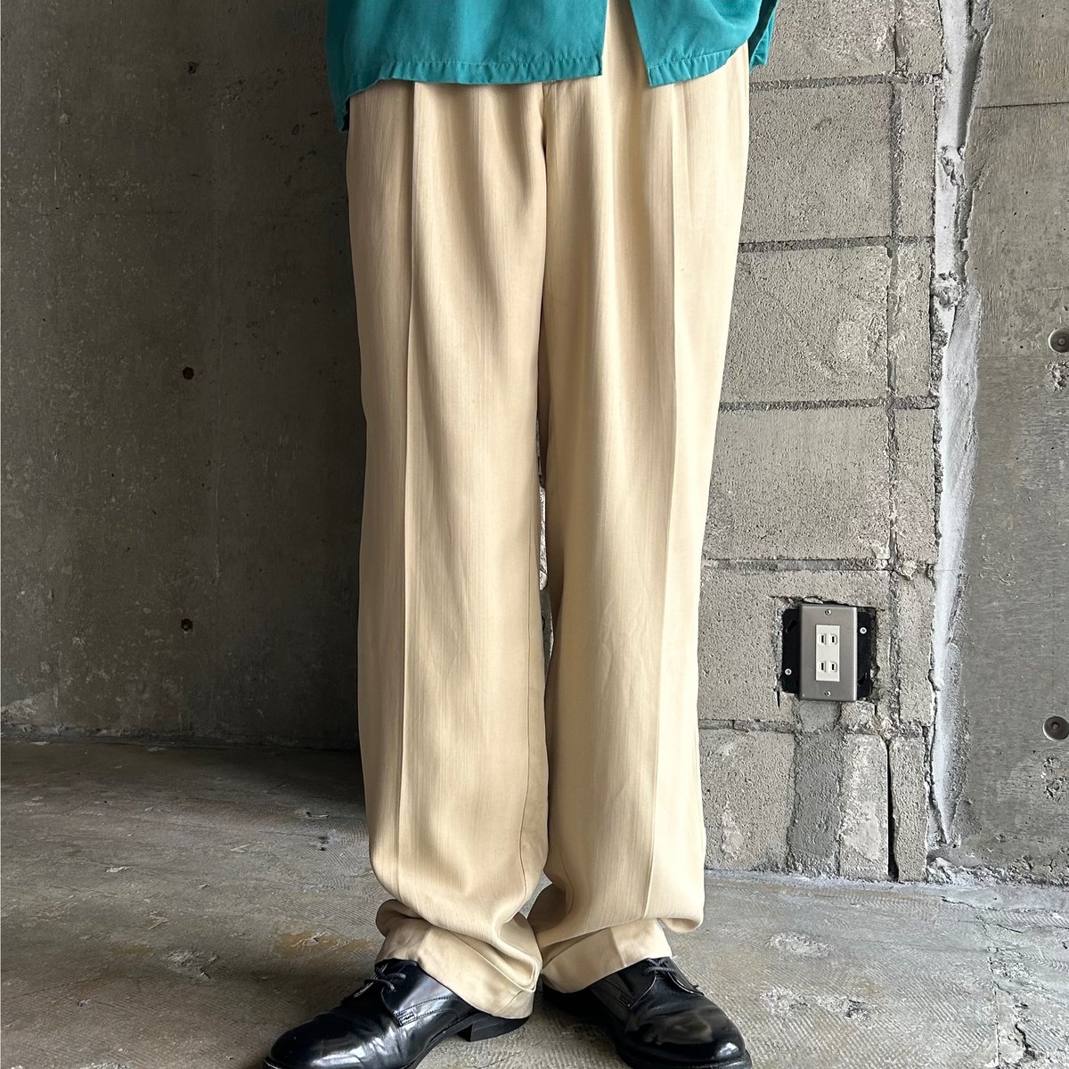  BAHAMA シルク 2タックスラックス ベージュ /YW111 90's~ TommyBahama 2tuck silk slacks 