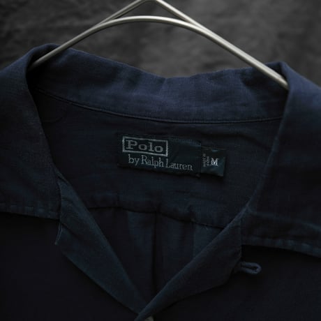 90s Ralph lauren linen/silk S/S open collar shirt