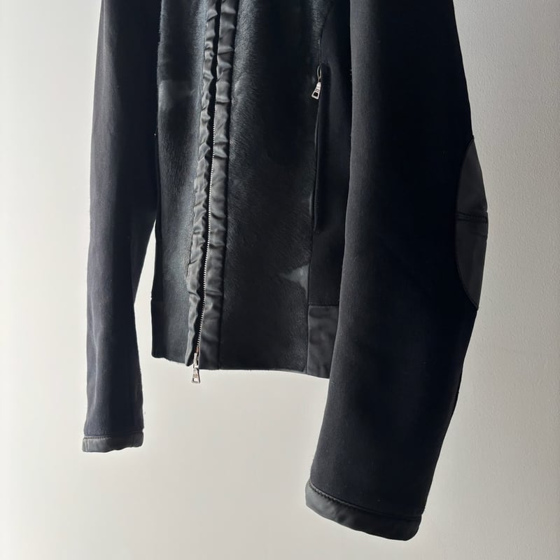極美品 現行タグ◎PRADA スウェードジャケット ニット切り替え ブラック 中古・古着通販】PRADA (プラダ) レザー切替ニットジャケット