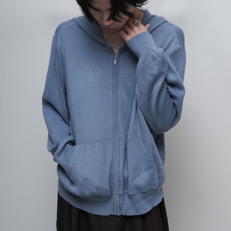 90s VAN HEUSEN cotton/acrylic zip up knit hoodie