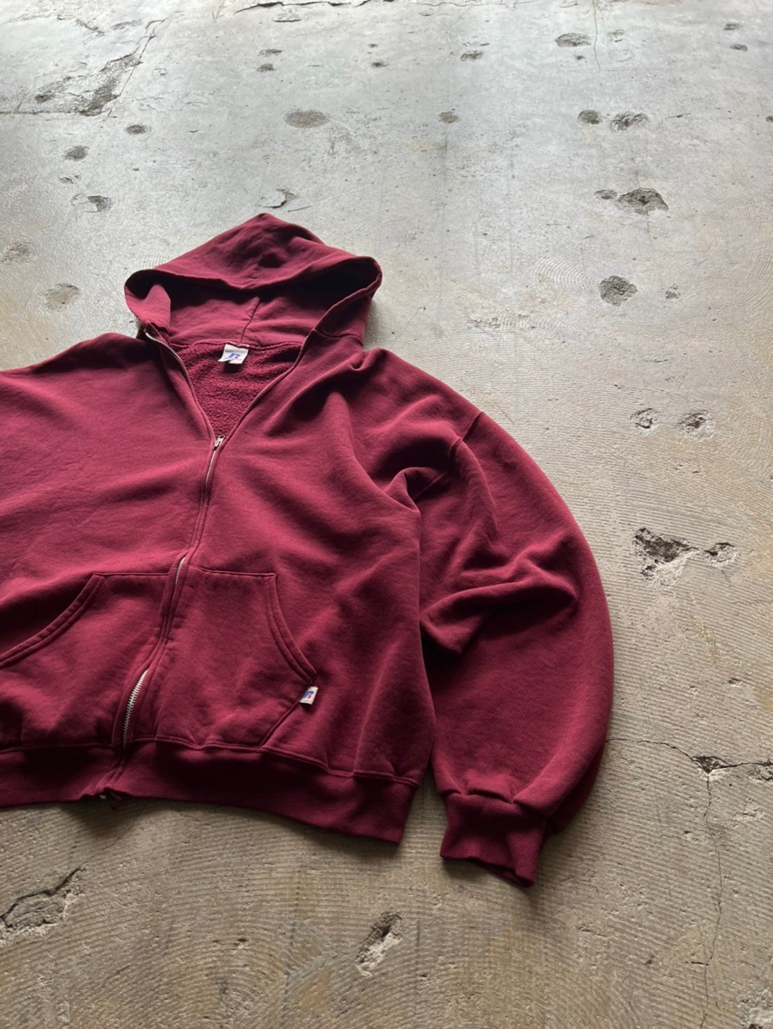 90S RUSSELL HOODIE パーカー チャコールグレー XL 90s USA製 RUSSELLラッセル 無地 スウェットパーカー 杢グレー M