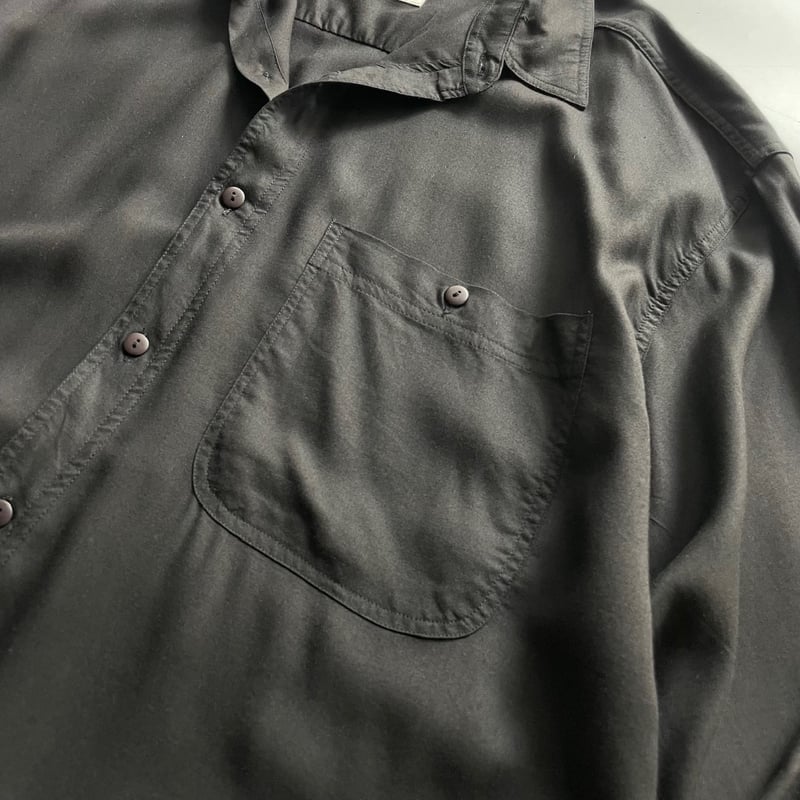 90s LEOROSSI レーヨンシャツ ブラック　イタリア製　ヴィンテージ 90s rayon L/S shirt 