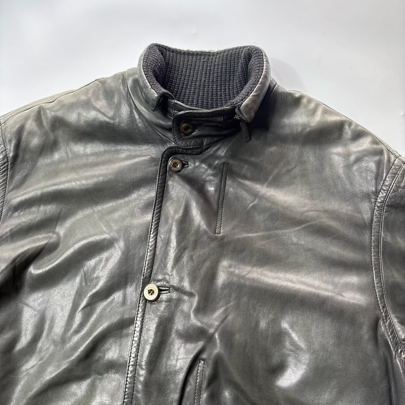 80's~ Burberry sheep skin leather half coat | s