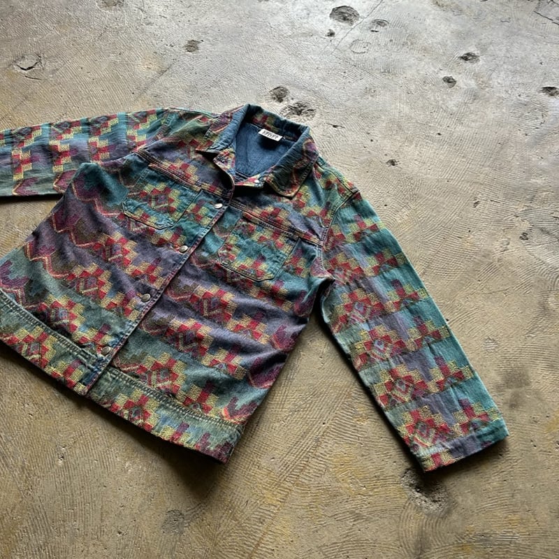 Chico’s design デニム　刺繍　ジャケット　アウター　vintage 90s chico's design native american design embro
