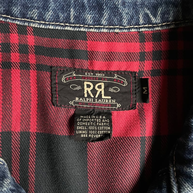 RRL チェックフラッグデザイン ラグラン XS RRL チェック