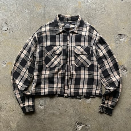 90’s Plaid pattern zip  shirt jacket
