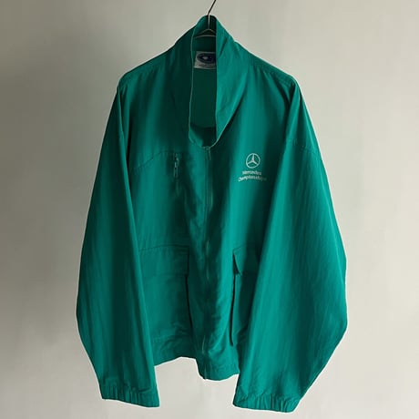 90s~ Mepcedes Benz embroidery stand collar zip up jacket