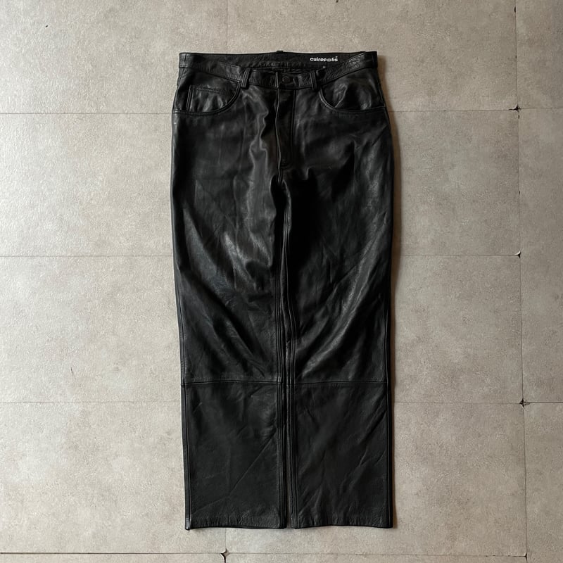 パンツ 90s vintage black leather straight pant s-l400.jpg
