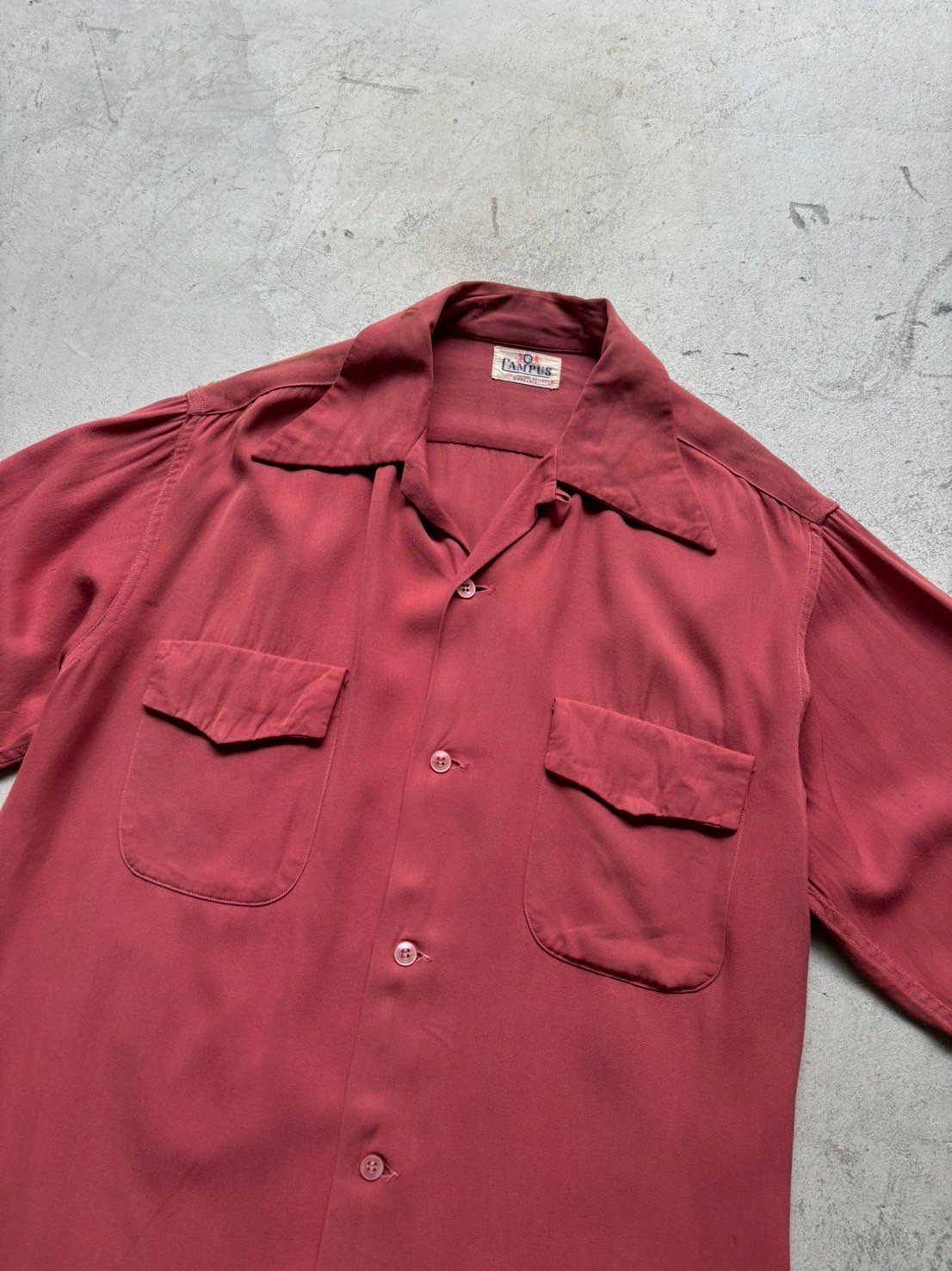 50s Campus rayon gabardine open collar shirt | 50s Campus rayon gabardine open collar shirt |