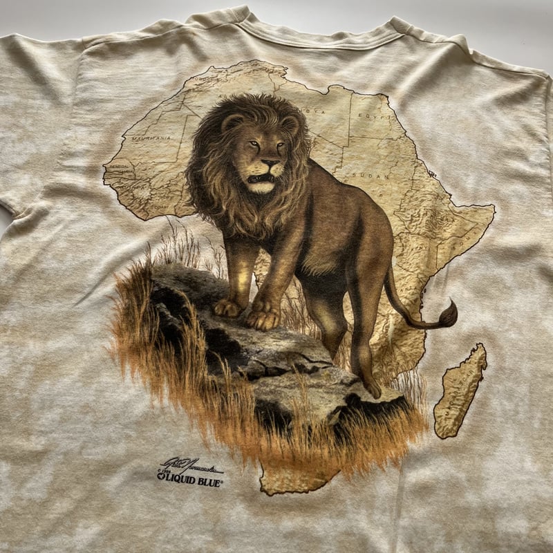 90s LIQUID BLUE リキッドブルー ライオン　タイダイ染め　tシャツ 90s Liquid blue lion animal print tee | sui & s