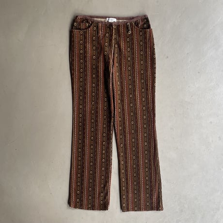 Ethnic pattern corduroy pants