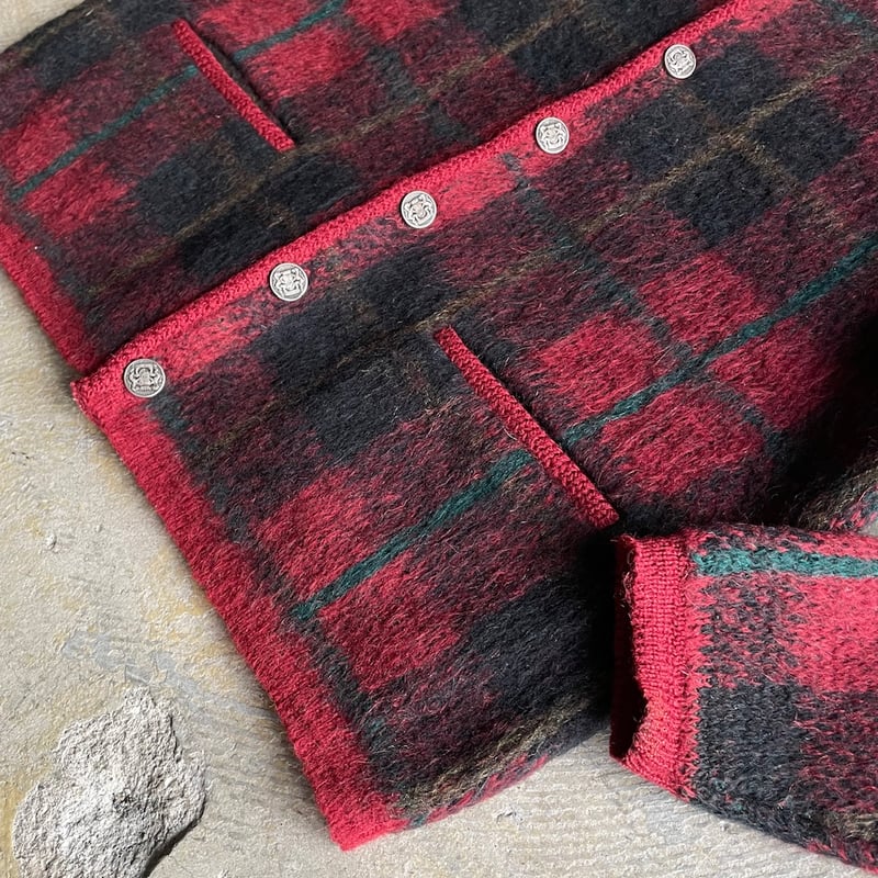 60's Jantzen plaid pattern mohair cardigan | su 60's Jantzen plaid pattern mohair cardigan | su