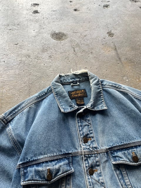 1980〜90s Eddie Bauer デニム ボンバージャケット 80s 90s エディーバウアー 黒タグ MA-1 デニム フィッシング 総