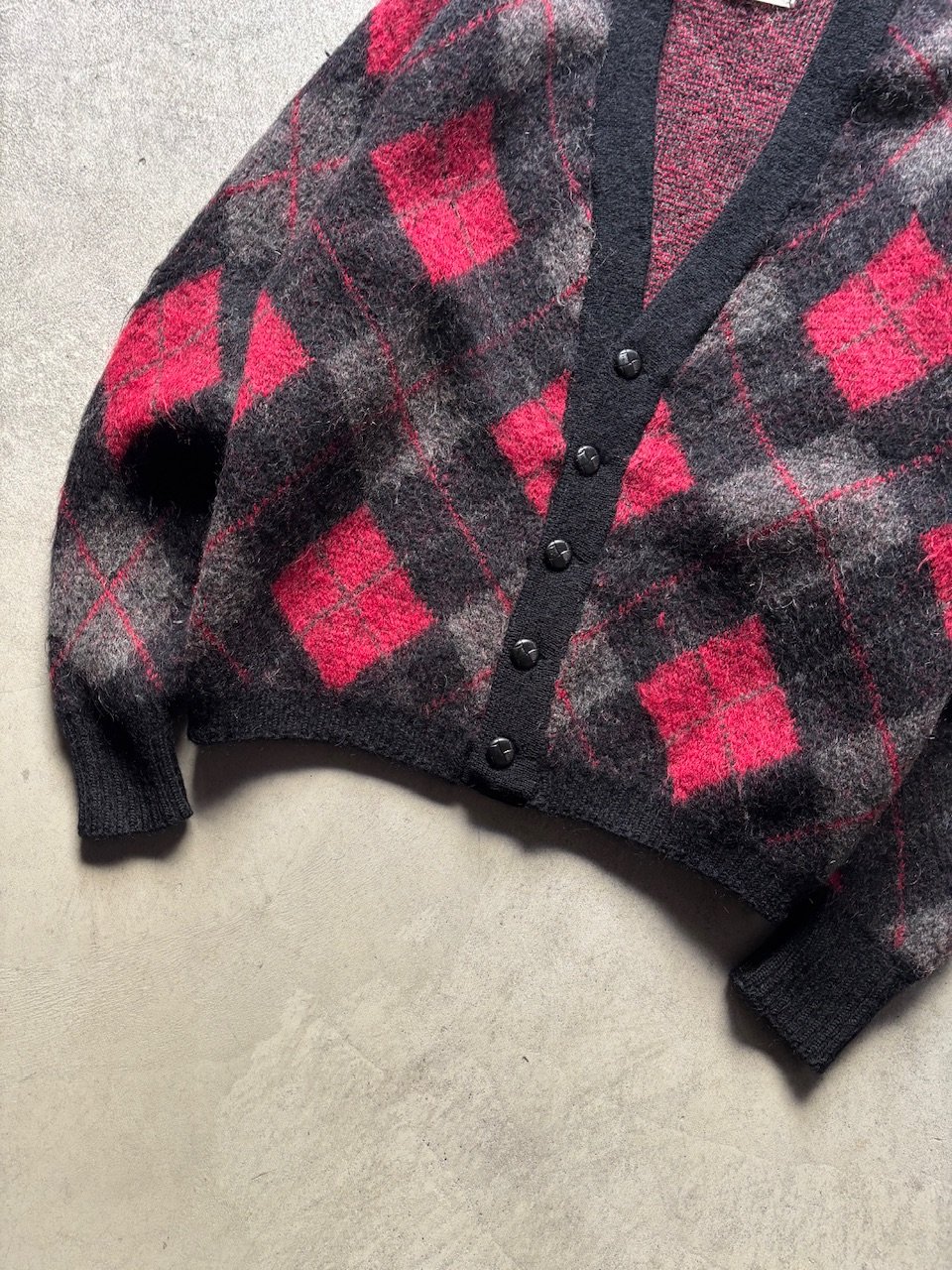 60s Puritan argyle pattern mohair knit cardigan