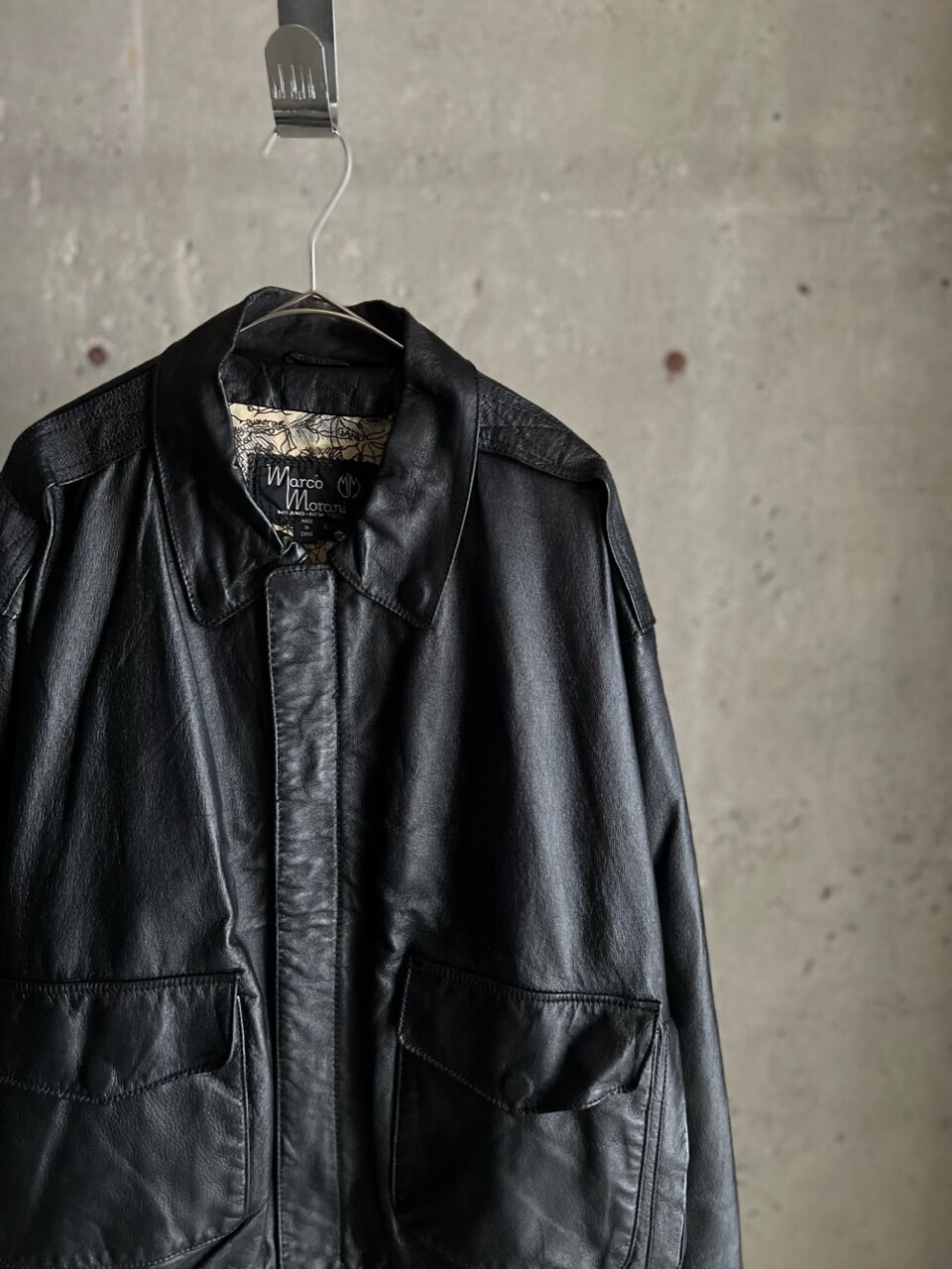 80s イタリア製 GIAN MARCO VENTURI ムートンジャケット 24FW ハイネック ヴィンテージ クラック ヴィーガンレザー
