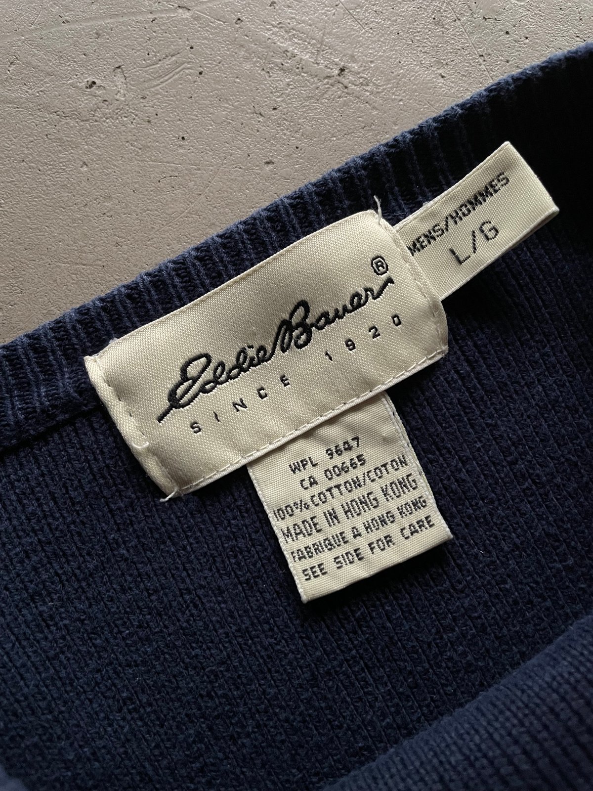 90s Eddie Bauer ラグラン 短丈 コットンニット ネイビー 極美品 90s〜 Eddie bauer cotton knit sweater | sui & shara