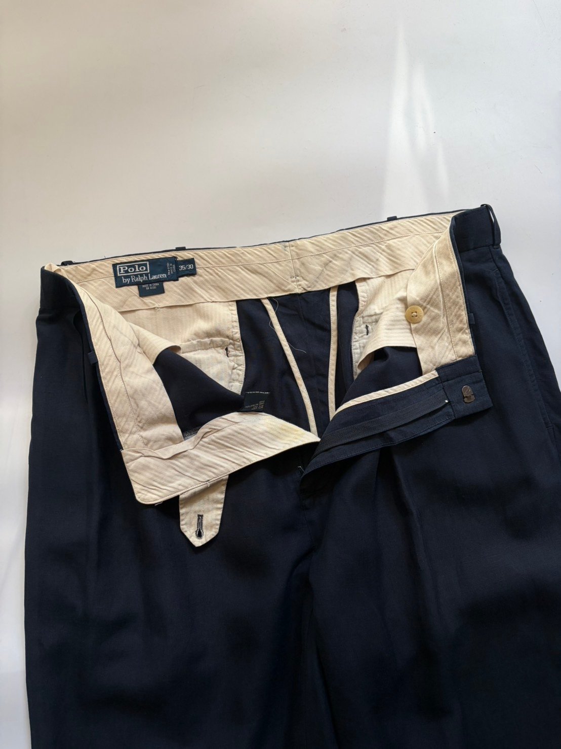 90s Ralph Lauren silk×linen 2tuck slacks 