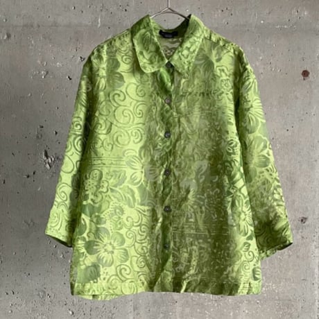 90s flower pattern see-through shirt