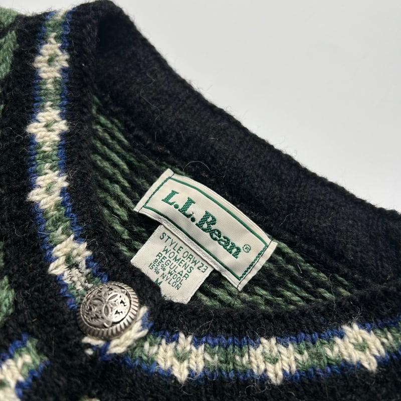 【激レア】90s　ドライバーズニット　メリノウール100%　ポニー　紺　緑　LL 90's L.L.bean nordic pattern tyrolean knit swe