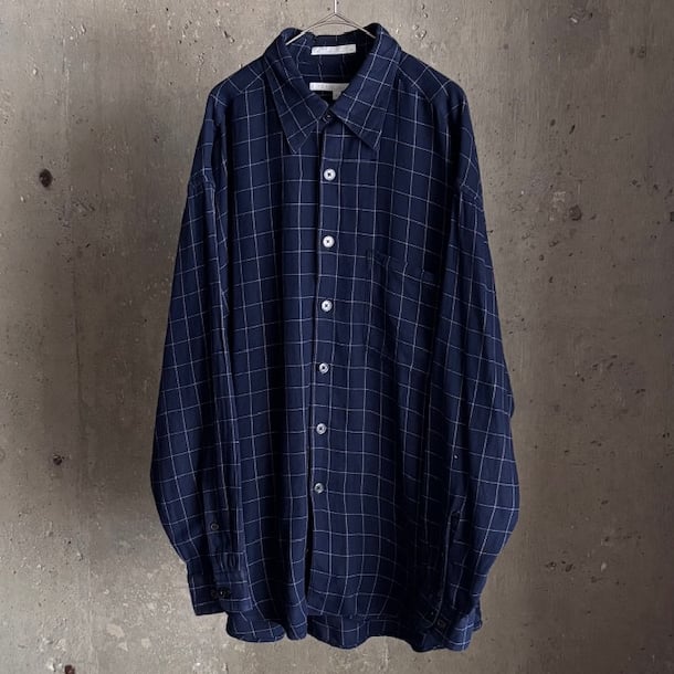 90’s Perry Ellis Windowpane cotton L/S shirt｜ペリーエリス
