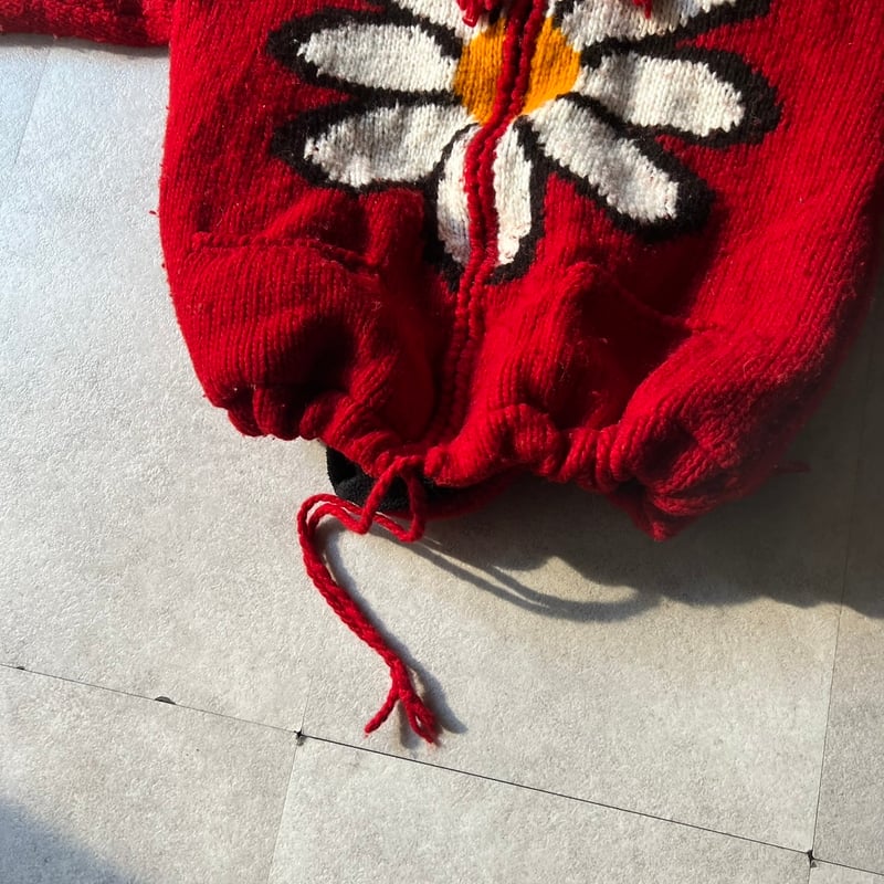 flower motif ecuador knit zip-up hoodie | sui &