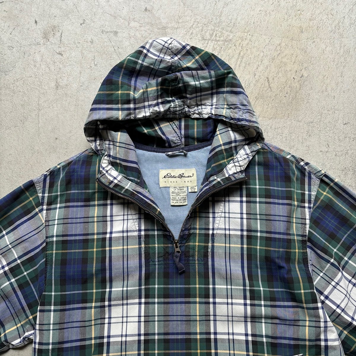 90s Eddie bauer plaid cotton anorak hoodie | su