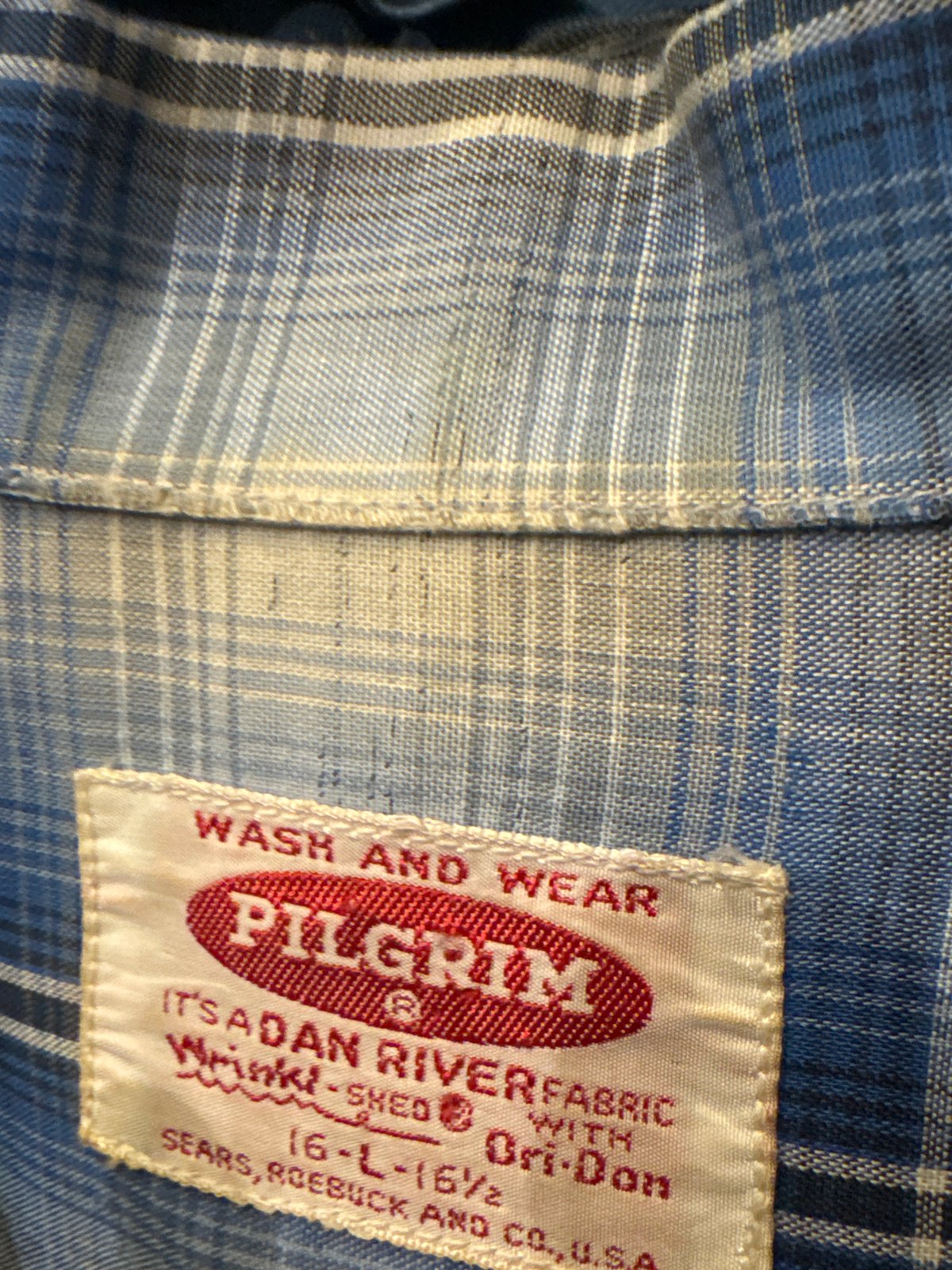 60s Pilgrim ombre plaid open collar cotton shir