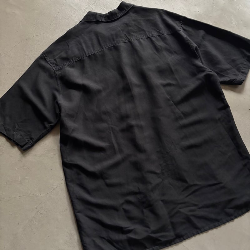 90s GAP linen×rayon open collar shirt “Black” |