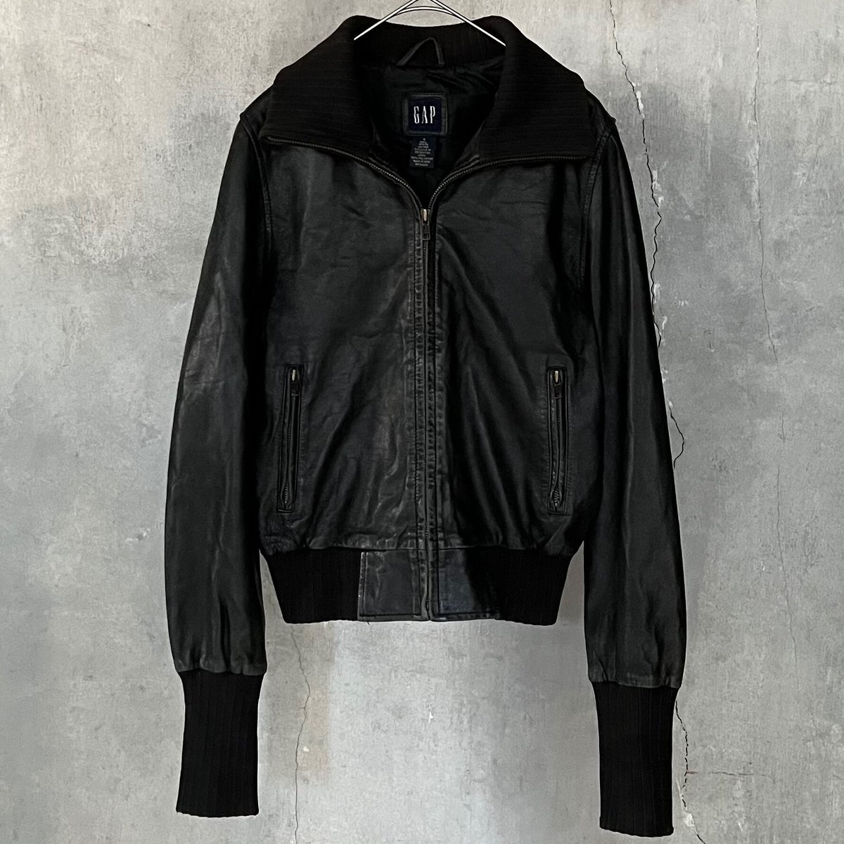 90s GAP high neck leather jacket | sui & shara