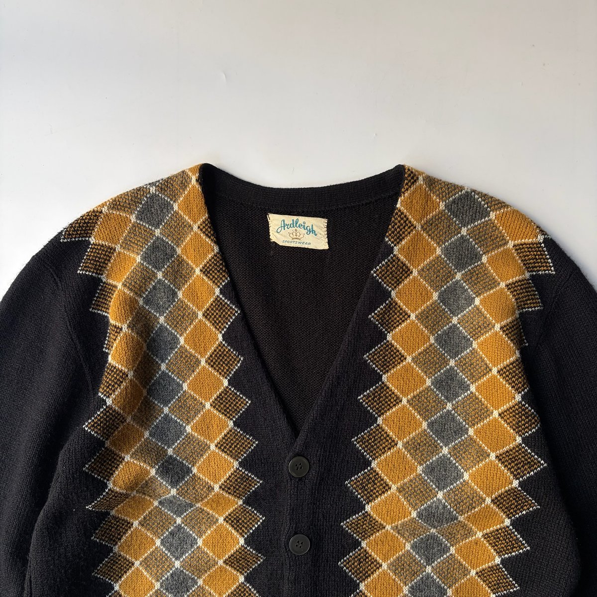 〜70s Argyle pattern acryl knit cardigan | sui
