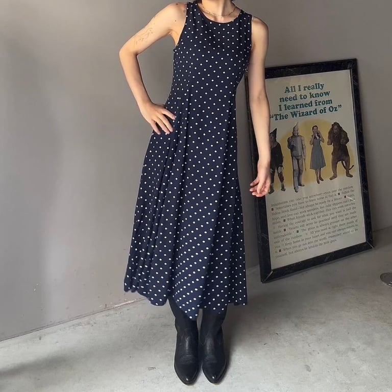 Polka dot long one-piece