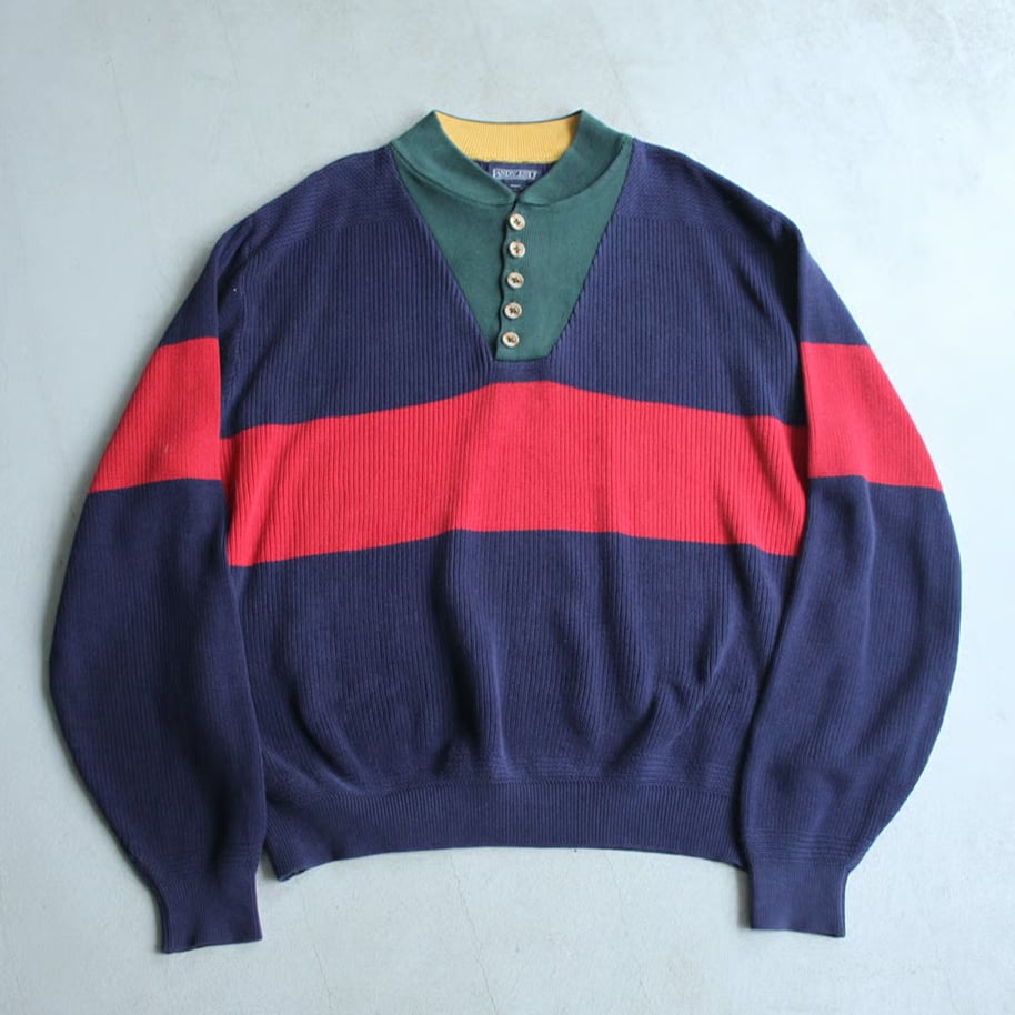 90s Lands' end swiching color design henry neck