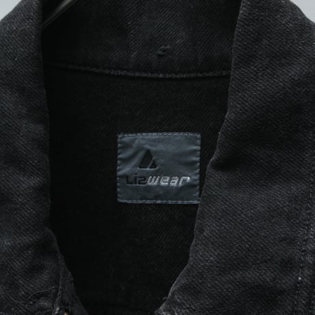90s Lizwear black denim zip up jacket