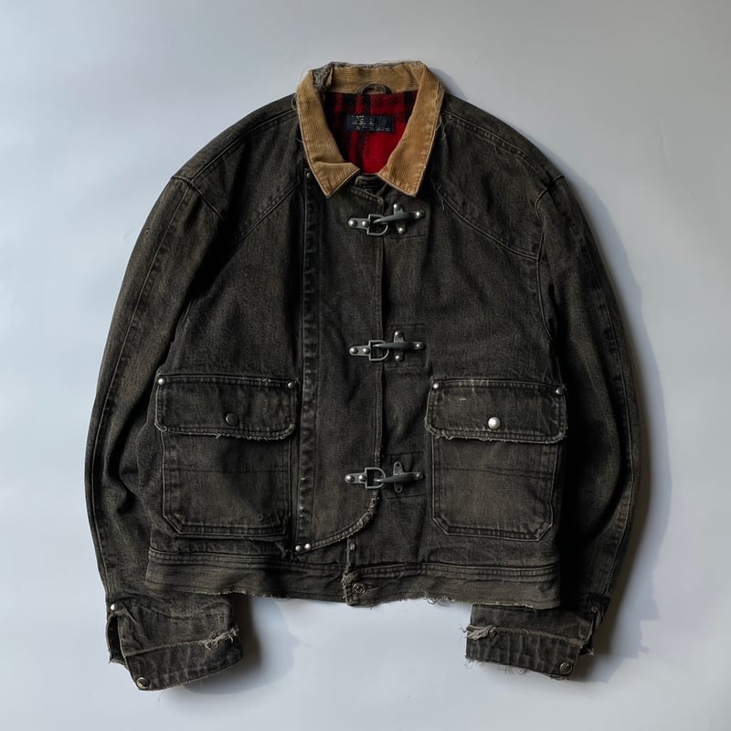 90s Ralph Lauren black denim fireman jacket 