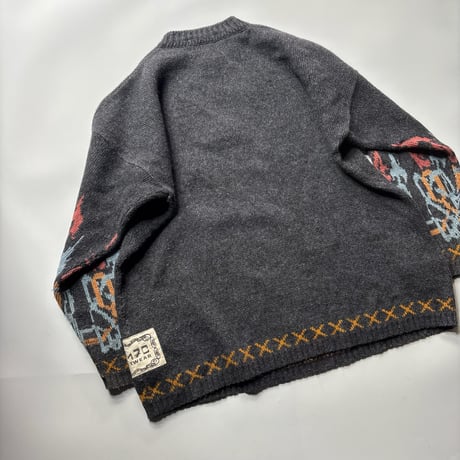 ~90's Sun burst motif intarsia knit