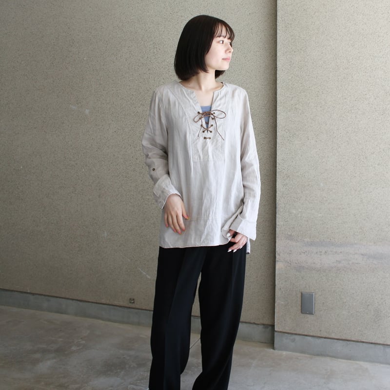 00s Linen lace up design shirt | sui & shara