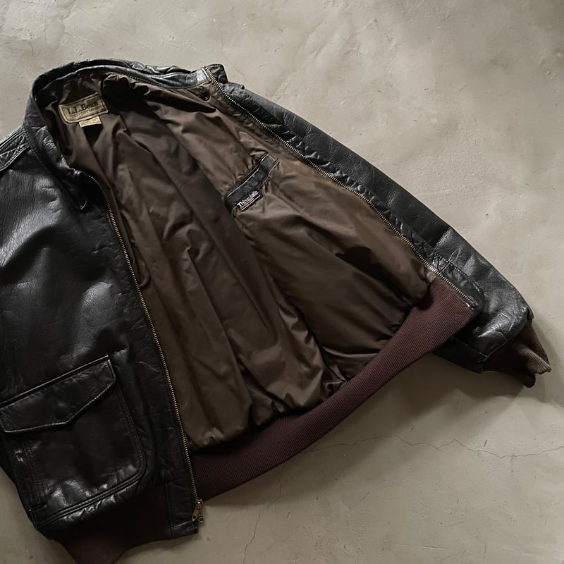 80s L.L.Bean A-2 type leather jacket ''Thinsu