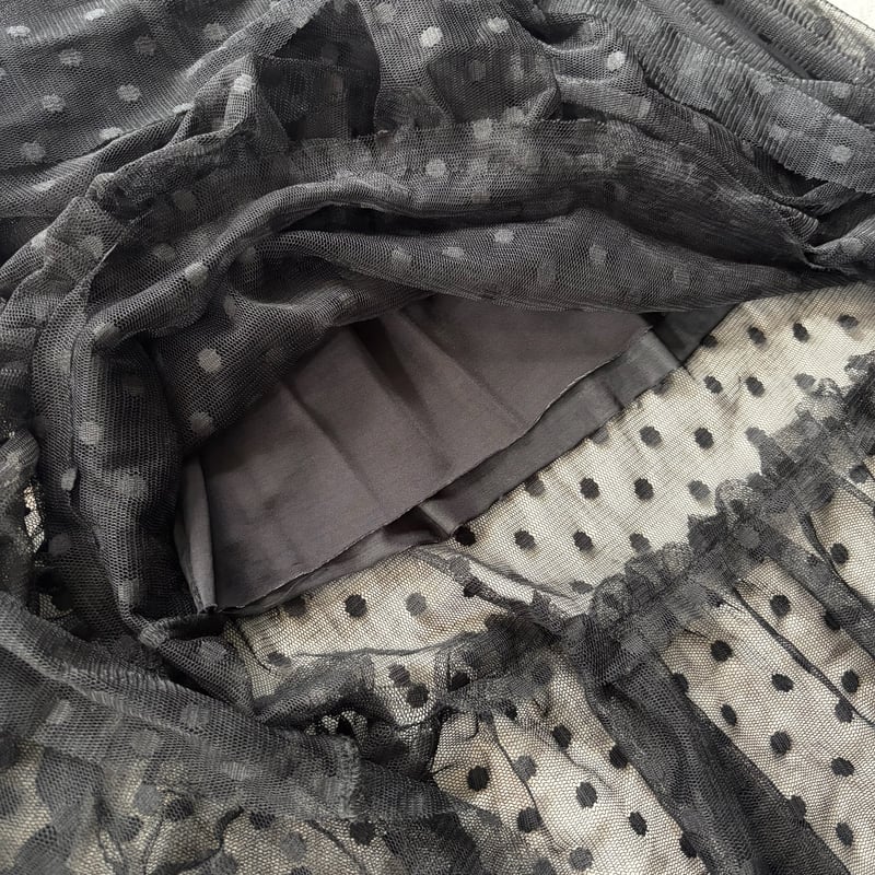 ★SHAKIRI★2-WAY POLKA DOT TULLE SKIRT (NAVY)★韓国送料込 polka dot tulle long skirt | sui & shara