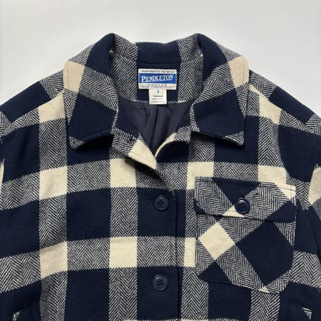 Pendleton block plaid wool shirt jacket