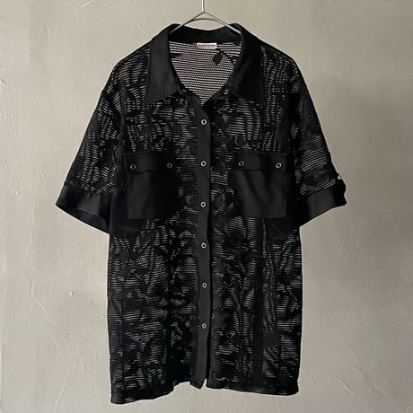 90s~ Leaf pattern see-through design shirt