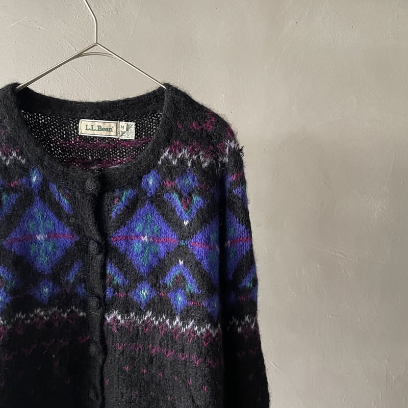 80s L.L.Bean fair isle pattern mohair knit card