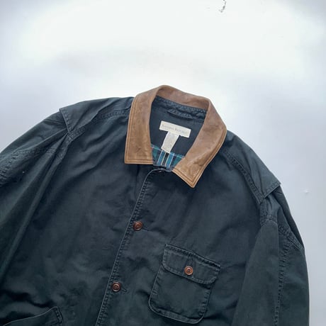 90's Banana Republic leather collar hunting jacket