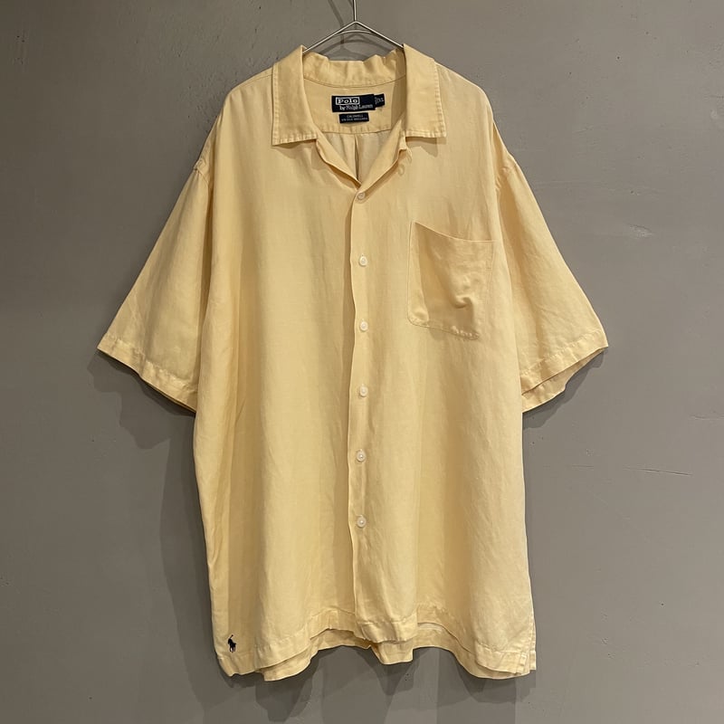 トップス 90's PRL caldwell silk linen shirts 90s Ralph Lauren ''caldwell'' silk linen open c